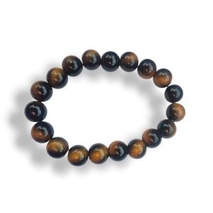 Pure Energy Brown and Black Gloss Beaded Stretch Bracelet